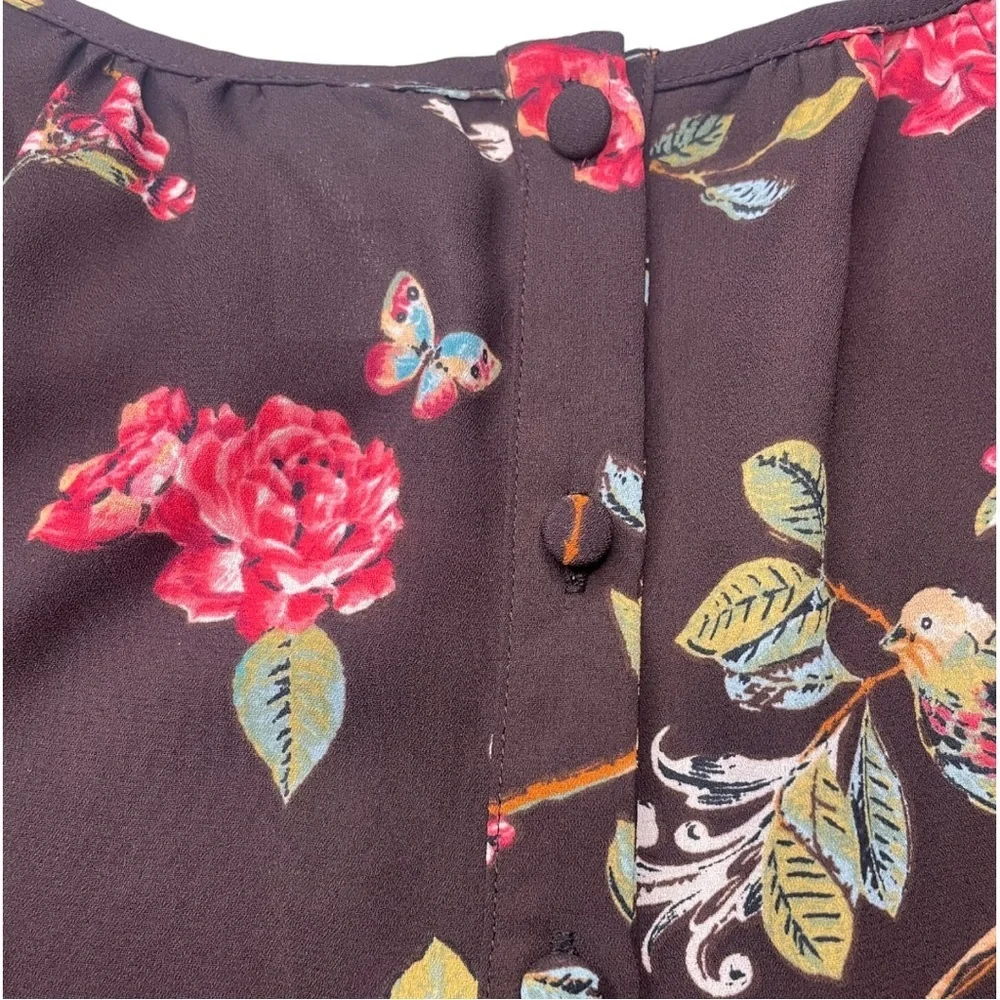 Disney Snow White LC Lauren Conrad Collection Women’s Small Brown Floral Blouse